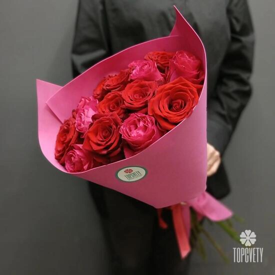 Букет из 15 роз микс 50см