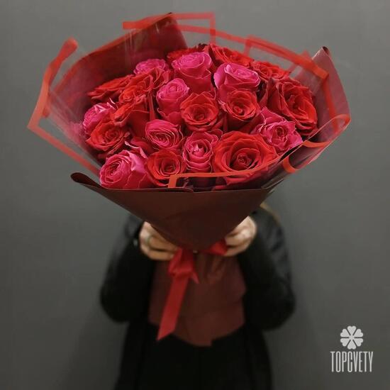 Букет из 21 розы микс 50см
