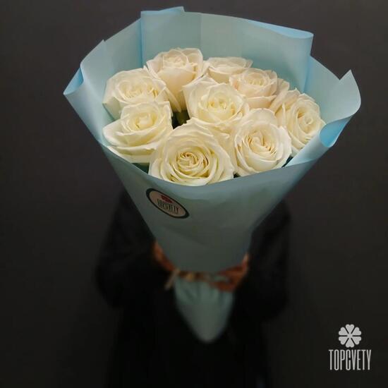  Букет из 9 роз Плайя Бланка 50см