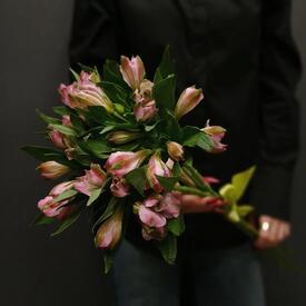 Букет из 5 розовых альстромерий