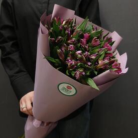 Букет из 15 фиолетовых альстромерий