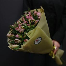 Букет из 13 розовых альстромерий