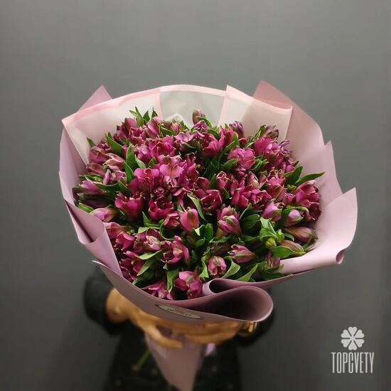 Букет из 17 фиолетовых альстромерий