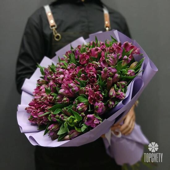 Букет из 35 фиолетовых альстромерий