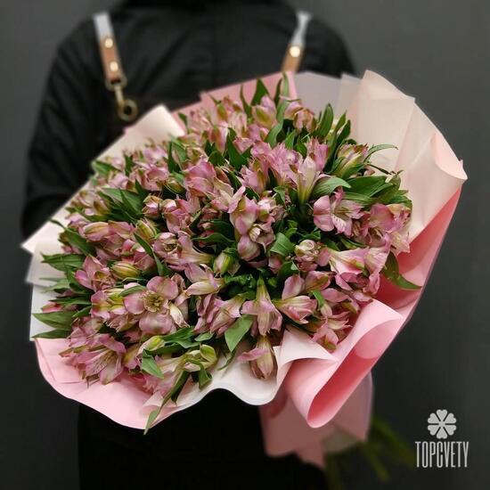 Букет из 35 розовых альстромерий