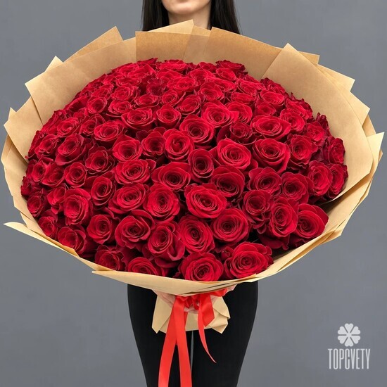 Комбо букет из 101 розы 70см + плюшевый медведь