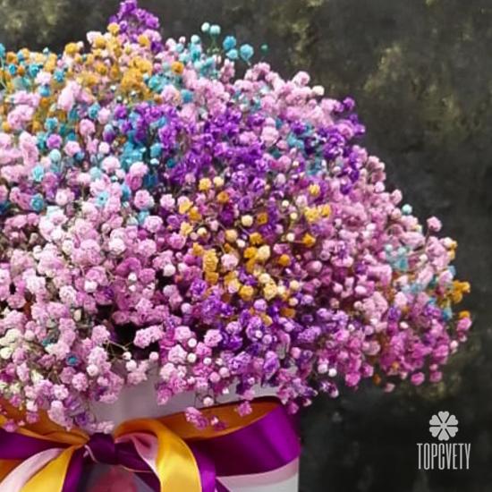 Композиция из гипсофилы микс в коробке