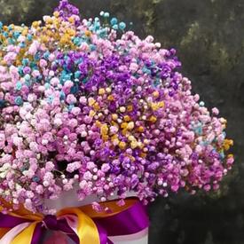 Композиция из гипсофилы микс в коробке