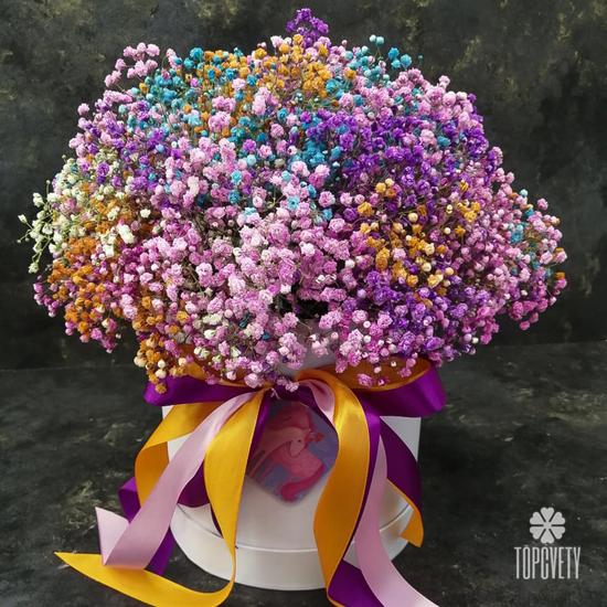 Композиция из гипсофилы микс в коробке