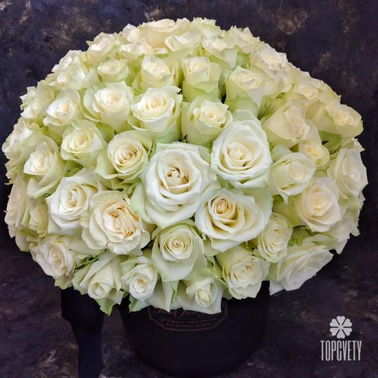 Букет из 101 белой розы в коробке