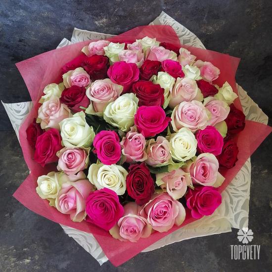 Букет из 51 розы микс 35см