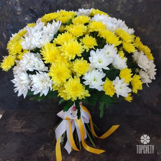 Букет из 15 кустовых хризантем микс