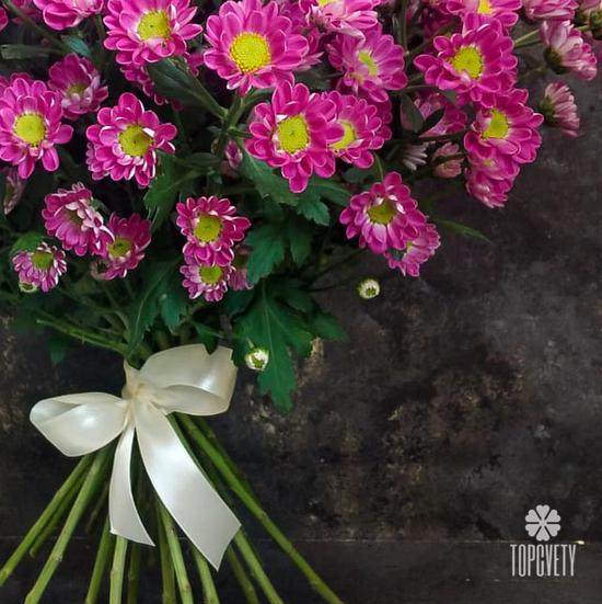 Букет из 21 розовой кустовой хризантемы Сантини №205