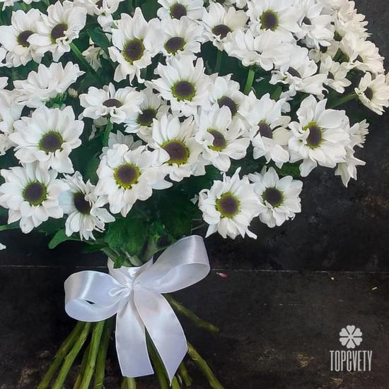 Букет из 21 белой кустовой хризантемы Сантини №203