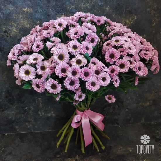 Букет из 21 розовой кустовой хризантемы Сантини №186