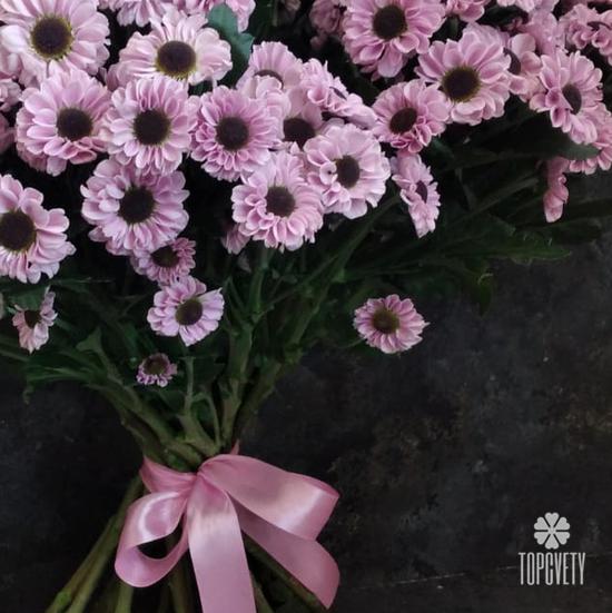 Букет из 21 розовой кустовой хризантемы Сантини №186