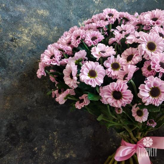 Букет из 21 розовой кустовой хризантемы Сантини №186