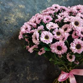 Букет из 21 розовой кустовой хризантемы Сантини №186