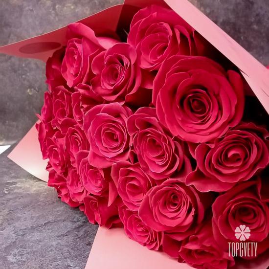 Букет из 25 красных роз Эксплорер 70см