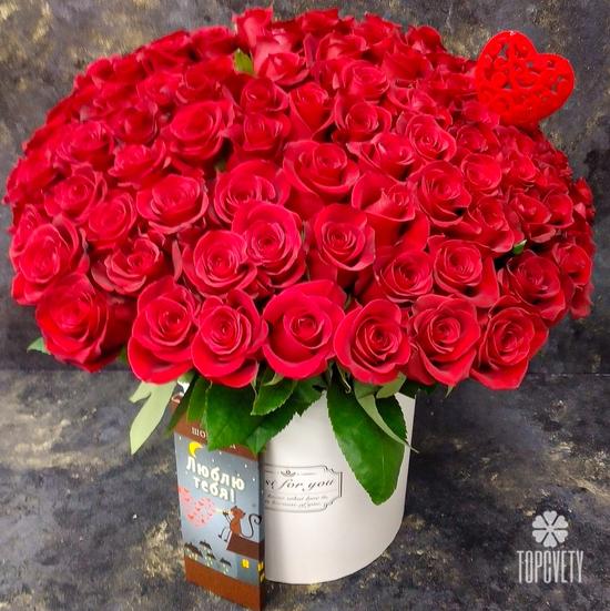 Букет из 75 красных роз Фридом