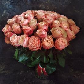 Букет из 51 пионовидной розы Кахала 60см