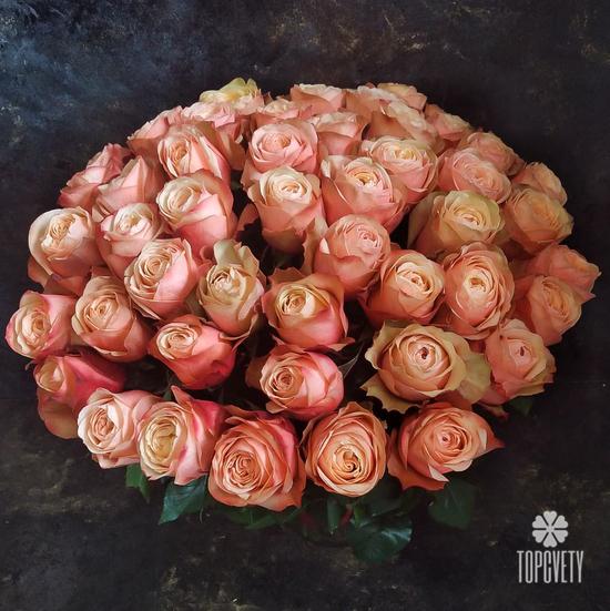 Букет из 51 пионовидной розы Кахала 60см
