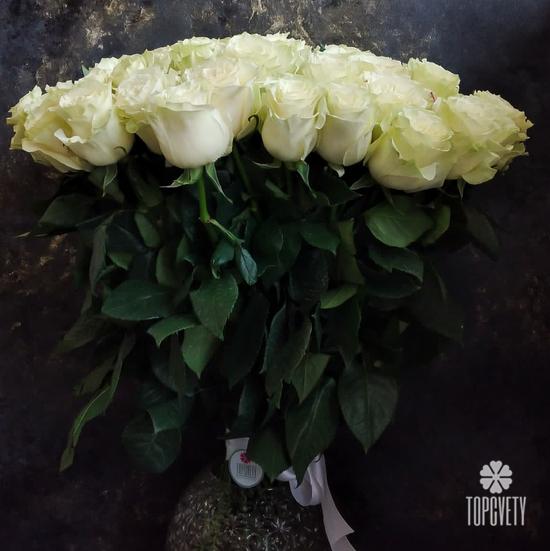Букет из 75 белых роз Мондиаль 70см