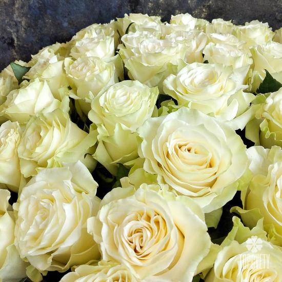 Букет из 75 белых роз Мондиаль 70см
