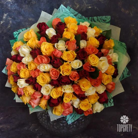 Букет из 101 розы микс 40см
