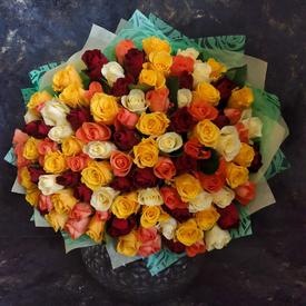 Букет из 101 розы микс 40см