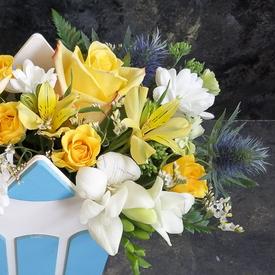 Букет из роз, хризантем и гербер