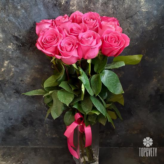 Букет из 13 розовых роз Пинк Флойд 70см