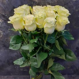 Букет из 15 белых роз Мондиаль 70см