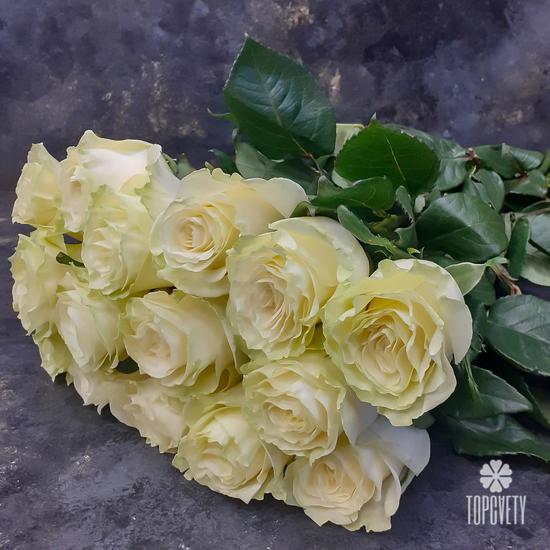 Букет из 15 белых роз Мондиаль 70см