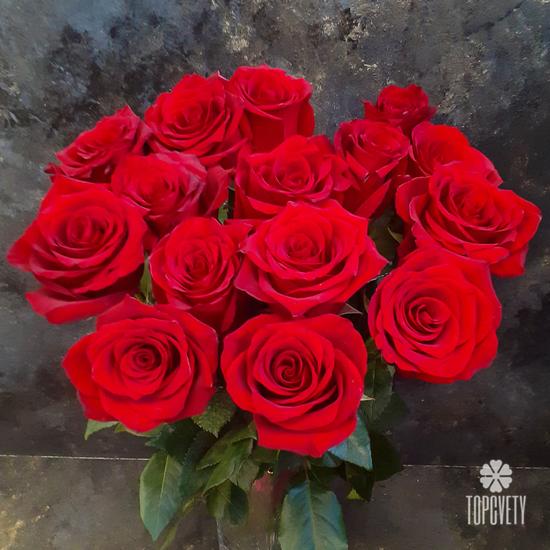 Букет из 15 красных роз Эксплорер 70см