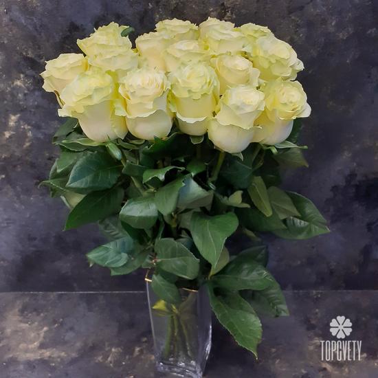 Букет из 17 белых роз Мондиаль 70см