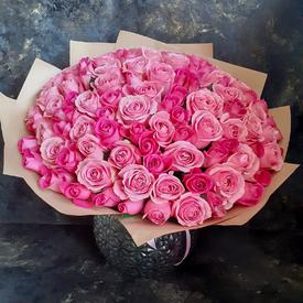 Букет из 101 розовой розы 40см