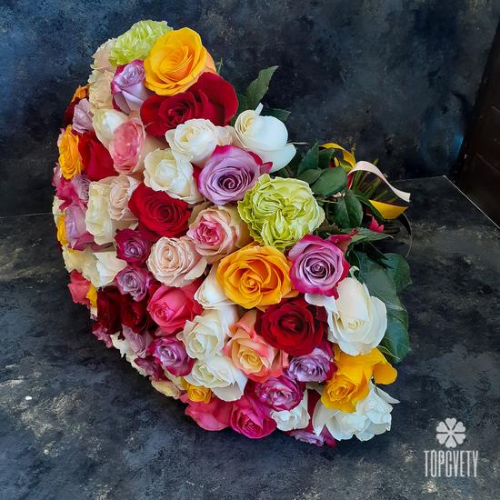 Букет из 51 сортовой розы микс 50см