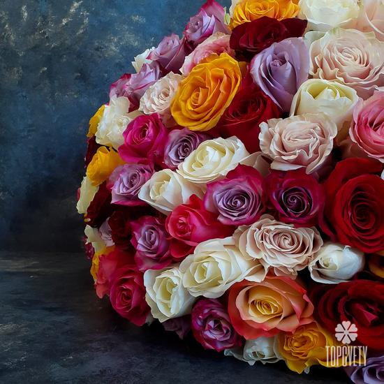 Букет из 51 сортовой розы микс 50см