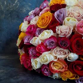 Букет из 51 сортовой розы микс 50см