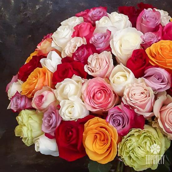 Букет из 51 сортовой розы микс 50см