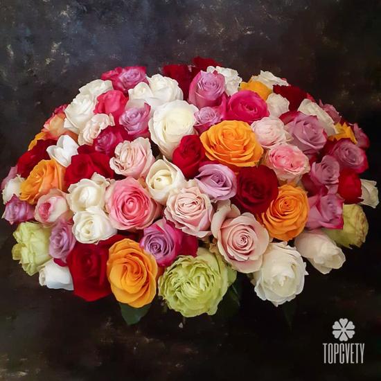 Букет из 51 сортовой розы микс 50см