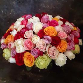 Букет из 51 сортовой розы микс 50см