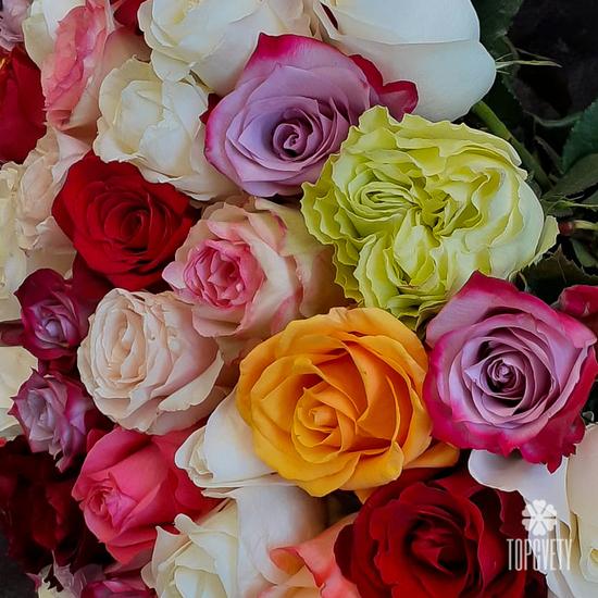 Букет из 51 сортовой розы микс 50см