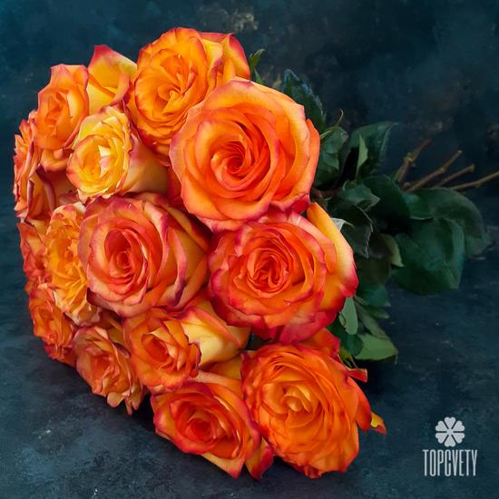 Букет из 15 оранжевых роз 50см