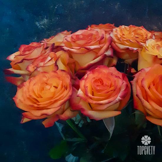 Букет из 15 оранжевых роз 50см