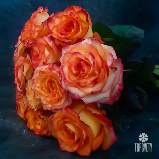 Букет из 15 оранжевых роз 50см