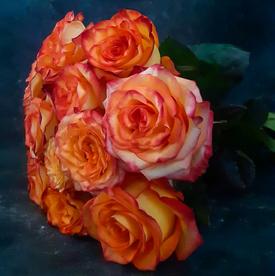 Букет из 15 оранжевых роз 50см