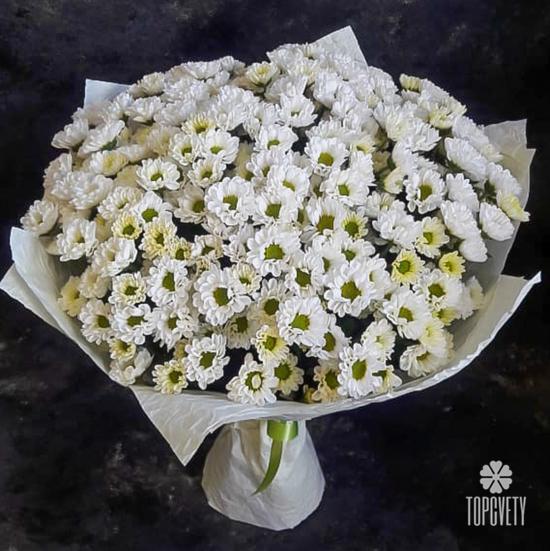 Букет их 21 белой кустовой хризантемы Сантини