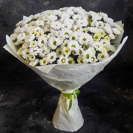 Букет их 21 белой кустовой хризантемы Сантини